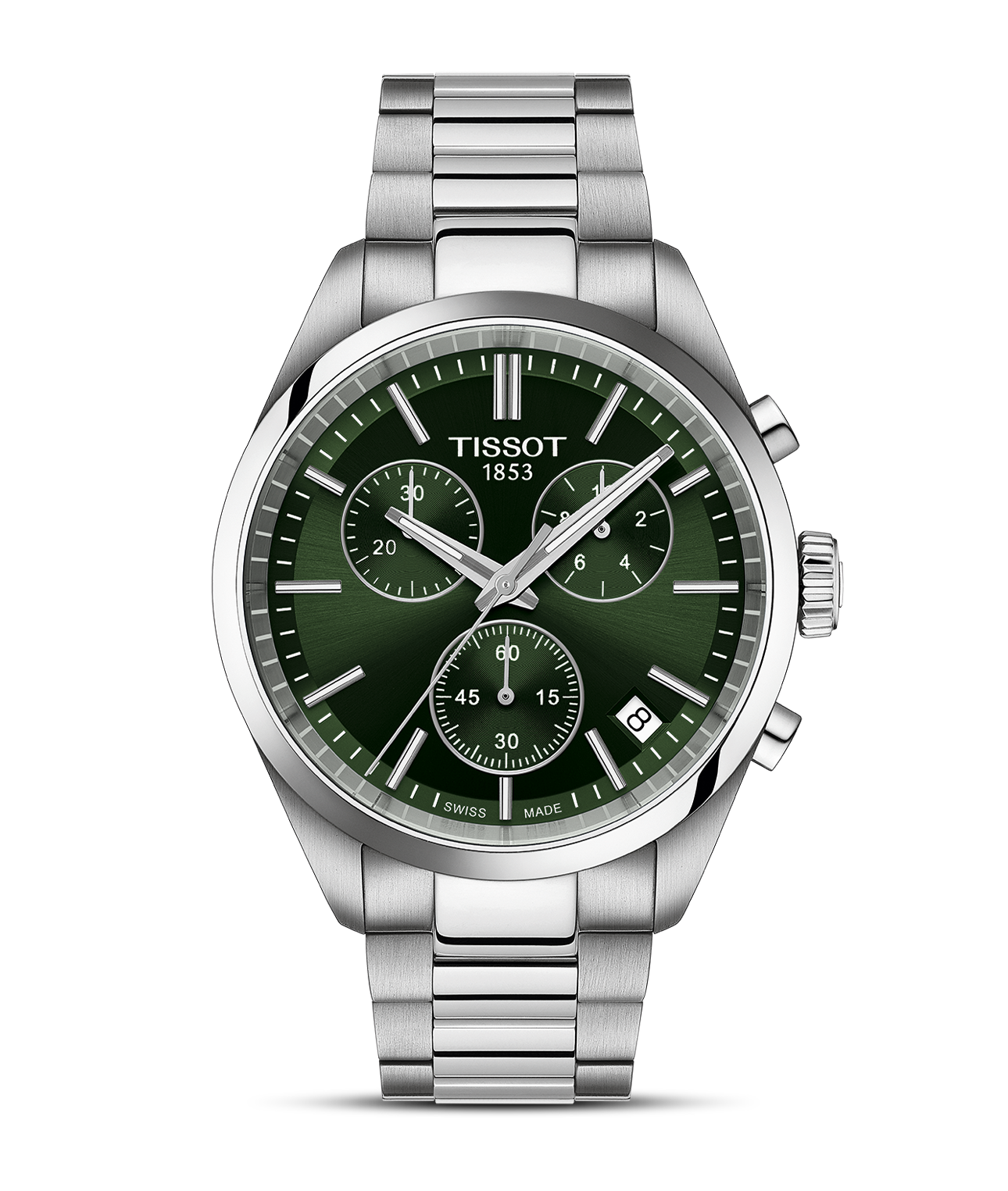 Reloj Tissot PR 100 Chronograph con esfera verde: vista frontal